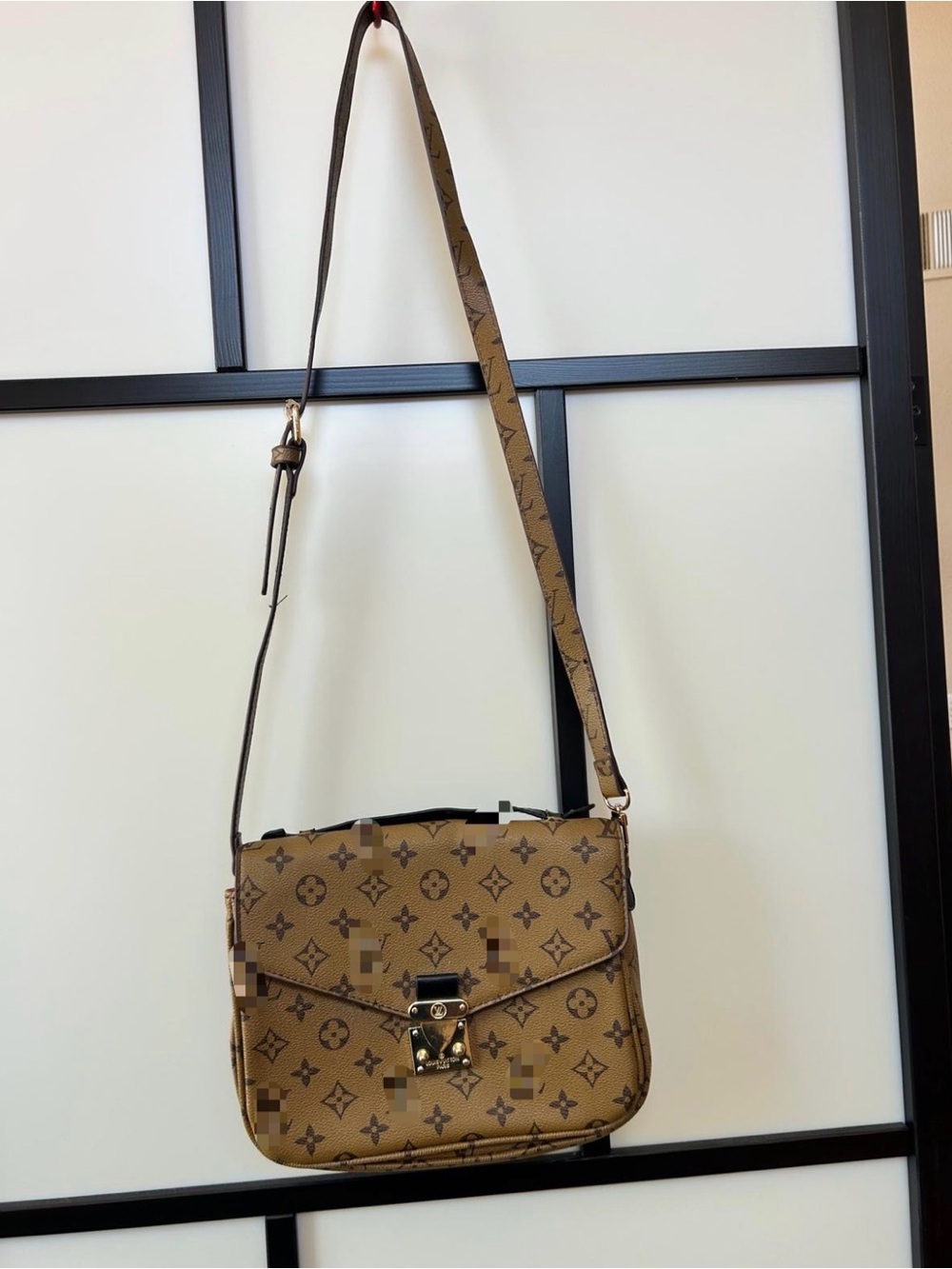 Designer Monogram Crossbody Bag in Brown